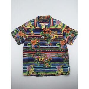 Polo RALH LAUREN Mens LARGE Custom Fit FLORAL Serape Tropical Print Shirt NWT
